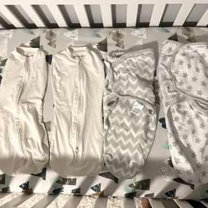 Swaddle me pods (2) newborn size and swaddle me swaddles(2)